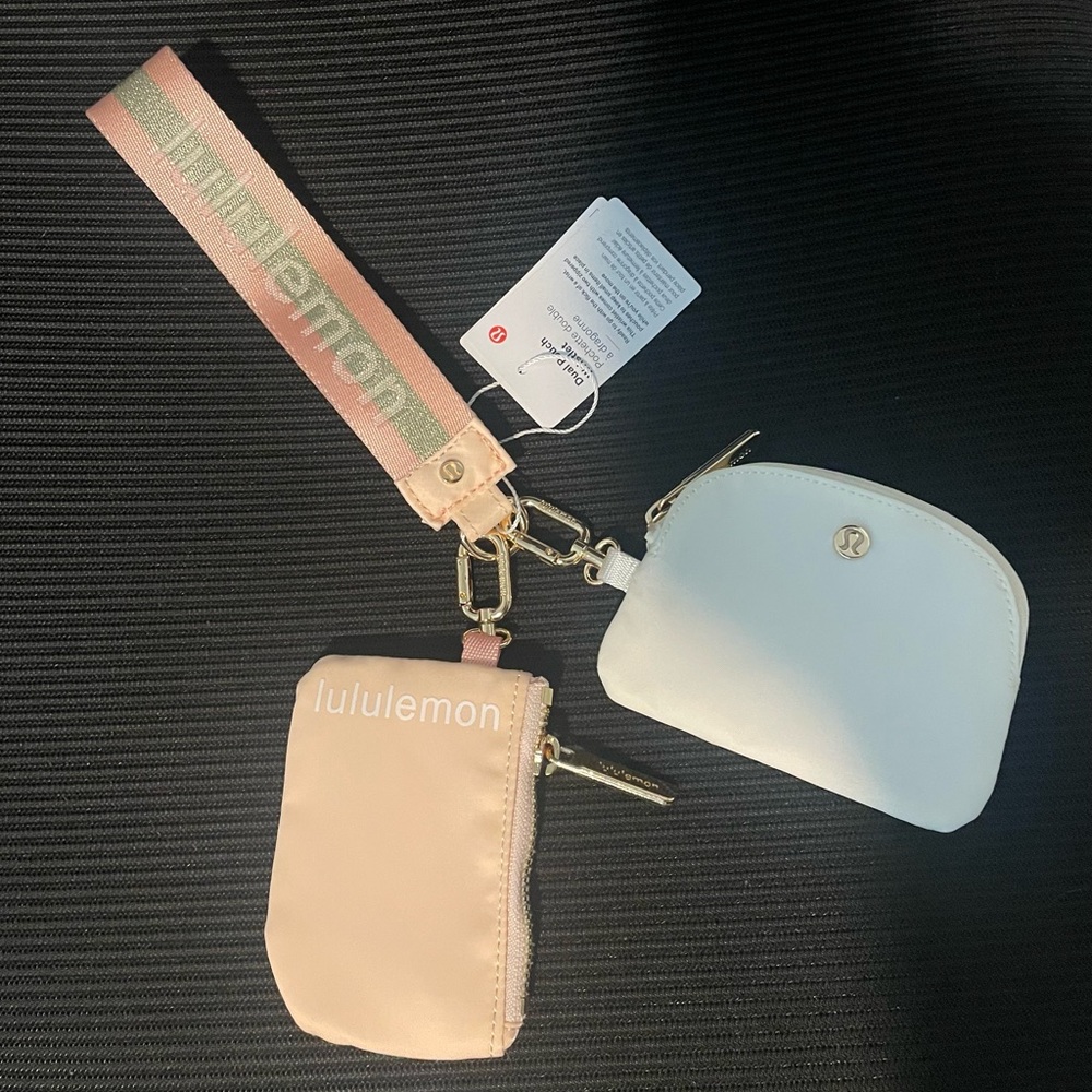 Lululemon Dual Pouch Wristlet Pink and White